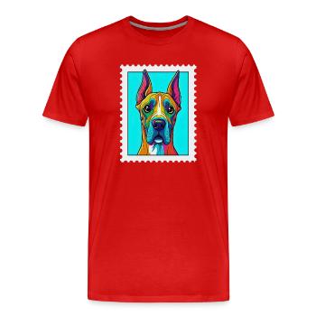 Chien coloré dans le style pop art - T-shirt bio Premium Homme - rouge - Devant - Damien (186cm)