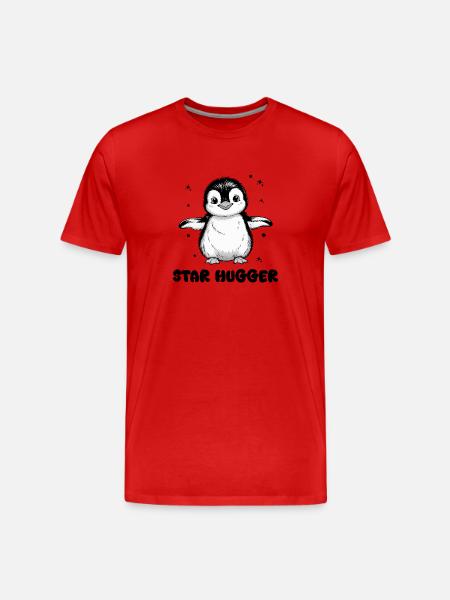 Charming Penguin Illustration for Apparel - Men's Premium Organic T-Shirt - red