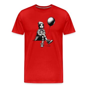 Girl with balloon - Men's Premium Organic T-Shirt - red - Front - Damien (186cm)