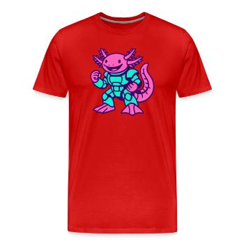Héros axolotl - T-shirt bio Premium Homme - rouge - Devant - Damien (186cm)