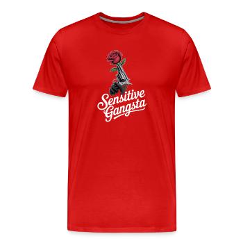 Sensibler Gangsta - Männer Premium Bio T-Shirt - Rot - Vorne - Damien (186cm)