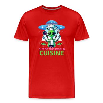 Space Alien Chef Out of This World Cuisine Cosmic - Men's Premium Organic T-Shirt - red - Front - Damien (186cm)