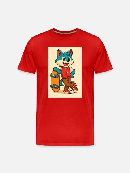 Scooter Fox with Skateboard - Men's Premium Organic T-Shirt - red