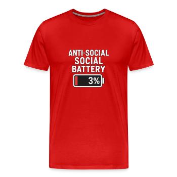 Anti-Social Battery - Men's Premium Organic T-Shirt - red - Front - Damien (186cm)