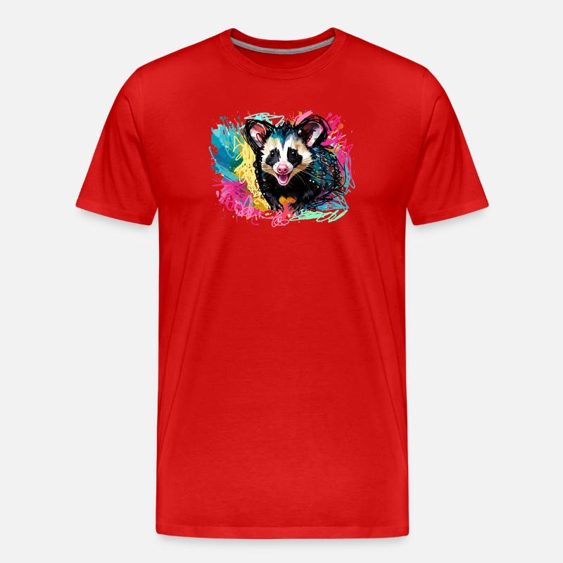 Opossum, ilustration,Beutelratte, bunt, Graffiti - Männer Premium Bio T-Shirt - Rot