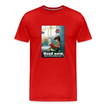 Lire sous la surface - T-shirt bio Premium Homme - rouge - Devant - Damien (186cm)