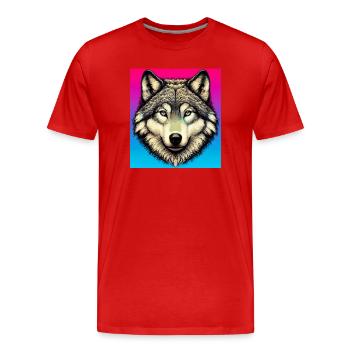 Wolf - Men's Premium Organic T-Shirt - red - Front - Damien (186cm)