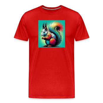 squirrel - Men's Premium Organic T-Shirt - red - Front - Damien (186cm)