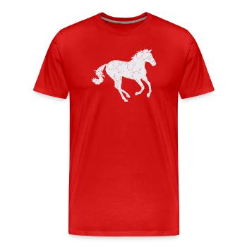 Cheval blanc au galop - T-shirt bio Premium Homme - rouge - Devant - Damien (186cm)