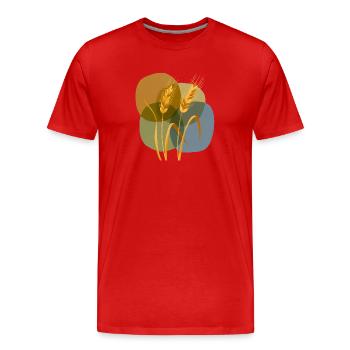 Golden grain pattern on pastel background - Men's Premium Organic T-Shirt - red - Front - Damien (186cm)