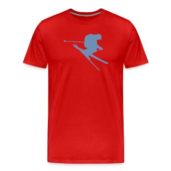 Skier Silhouette im Sprung - Männer Premium Bio T-Shirt - Rot - Vorne - Damien (186cm)