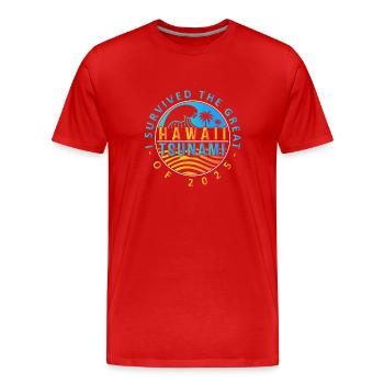 Badge survivant du tsunami à Hawaï - T-shirt bio Premium Homme - rouge - Devant - Damien (186cm)