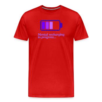 Icône de batterie en recharge mentale - T-shirt bio Premium Homme - rouge - Devant - Damien (186cm)
