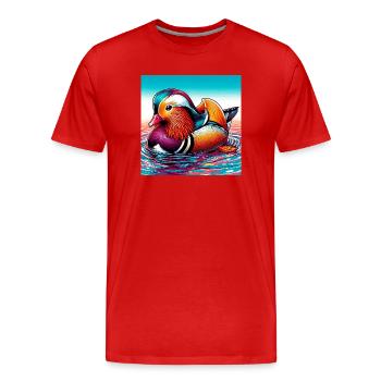 Canard mandarin - T-shirt bio Premium Homme - rouge - Devant - Damien (186cm)