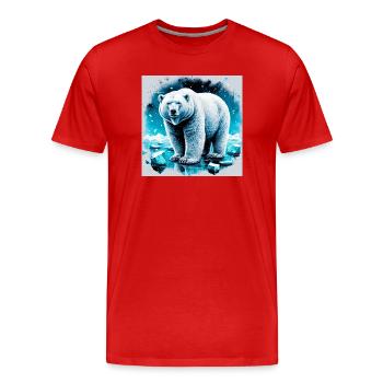 ours blanc - T-shirt bio Premium Homme - rouge - Devant - Damien (186cm)