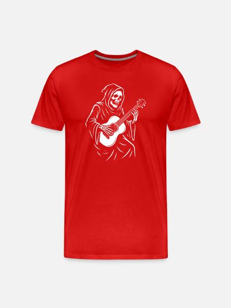 Grim Reaper Playing Guitar Design - Men's Premium Organic T-Shirt - red