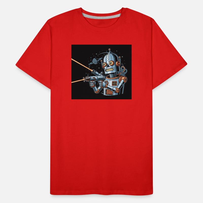 Retro Sci-Fi Roboter mit Laserwaffe Männer Premium Bio T-Shirt