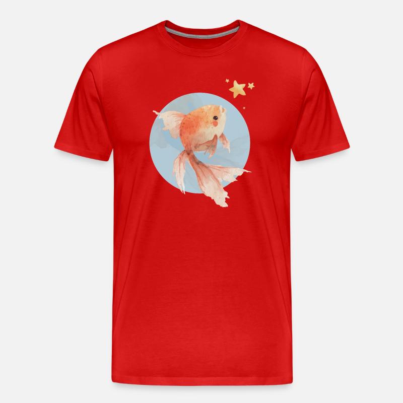 Goldfisch mit Weitblick - Männer Premium Bio T-Shirt - Rot