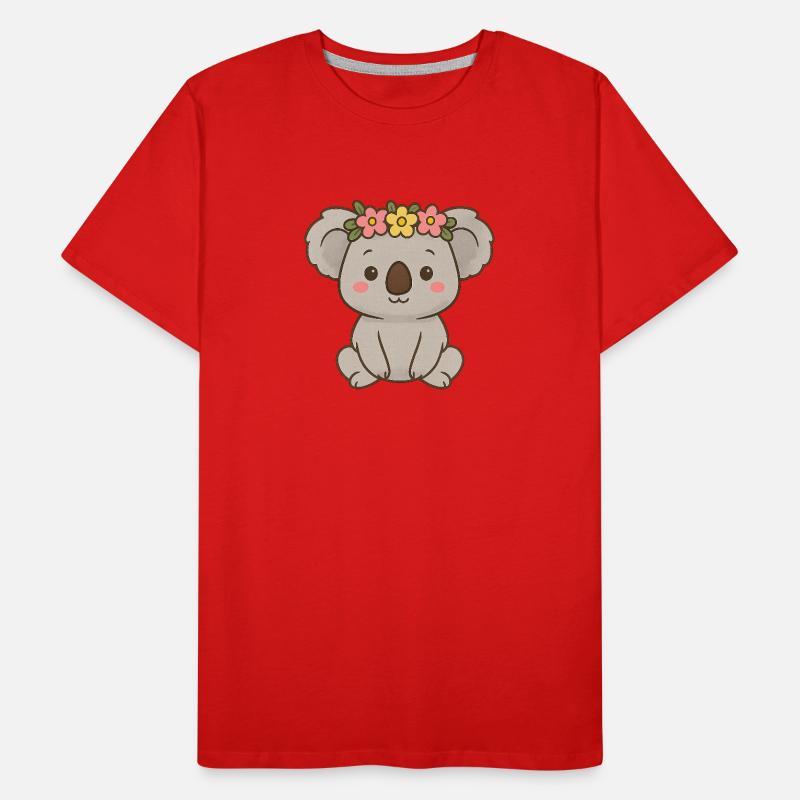 Mignon koala avec couronne de fleurs T-shirt bio Premium Homme