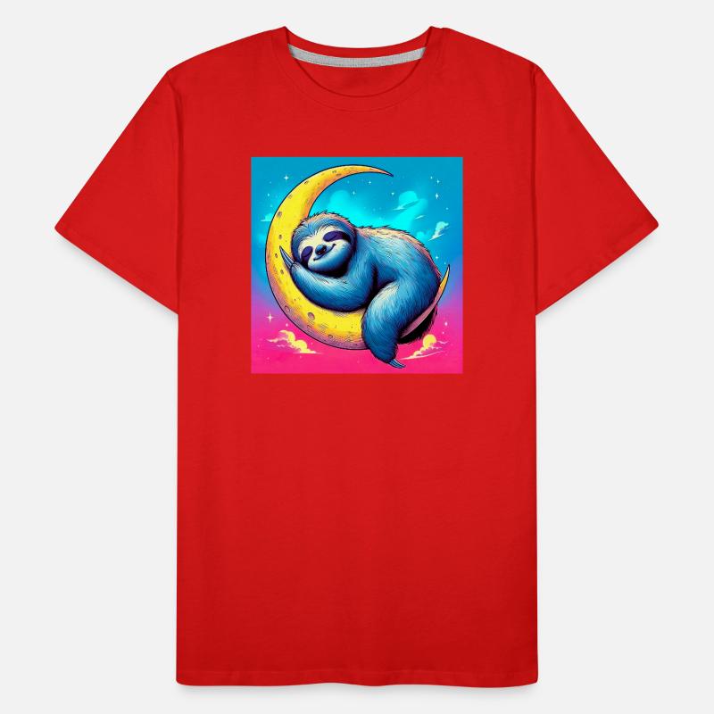 Faultier schläft auf dem Mond Männer Premium Bio T-Shirt