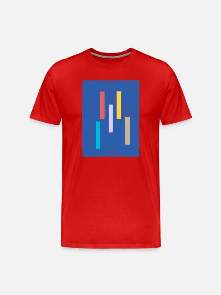 Abstrakter Farbmix auf Blauem Hintergrund - Männer Premium Bio T-Shirt - Rot