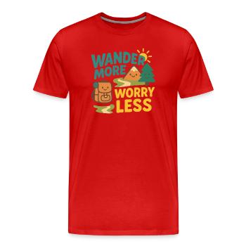 Wander More Worry Less - T-shirt bio Premium Homme - rouge - Devant - Damien (186cm)