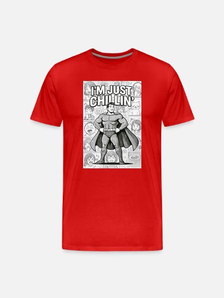 "Manga Hero: Just Chillin'" - Men's Premium Organic T-Shirt - red