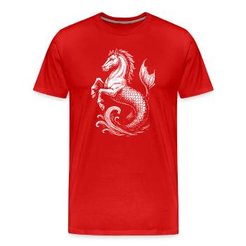 Mythischer Hippocampus, Seehengst Illustration - Männer Premium Bio T-Shirt - Rot - Vorne - Damien (186cm)