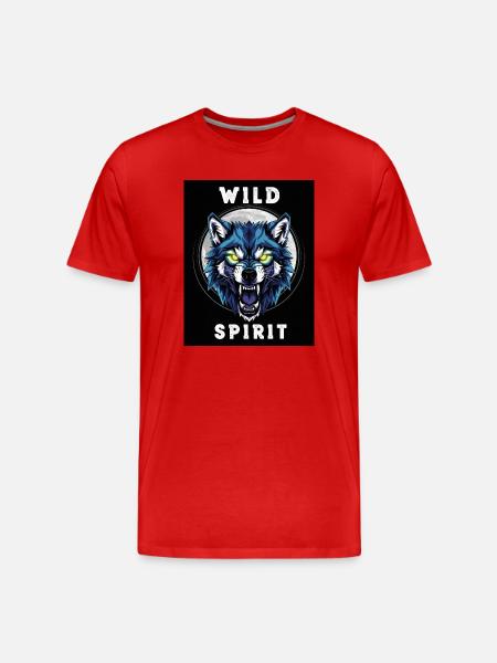 Wild Wolf Ghost Dinosaur Design - Men's Premium Organic T-Shirt - red