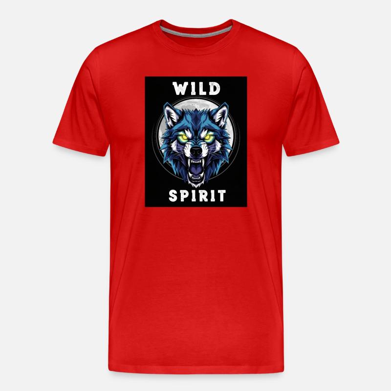Wild Wolf Ghost Dinosaur Design - T-shirt bio Premium Homme - rouge
