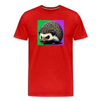 hedgehog - Men's Premium Organic T-Shirt - red - Front - Damien (186cm)