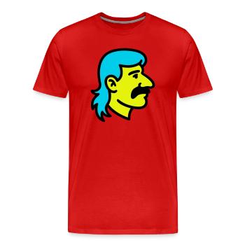 Mullet Homme Pop Art - T-shirt bio Premium Homme - rouge - Devant - Damien (186cm)