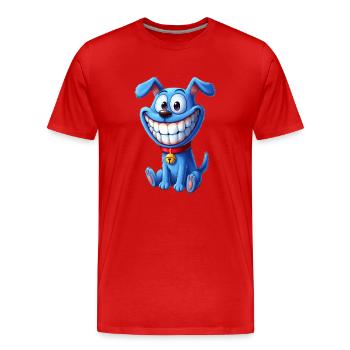 Verspielter Hund mit breitem Grinsen - Männer Premium Bio T-Shirt - Rot - Vorne - Damien (186cm)