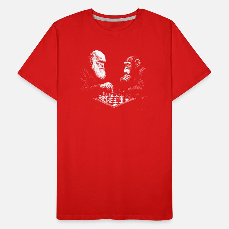 Charles Darwin joue aux échecs avec un singe T-shirt bio Premium Homme
