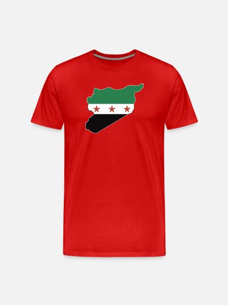 syria flag and map علم وخريطة سورية - Men's Premium Organic T-Shirt - red