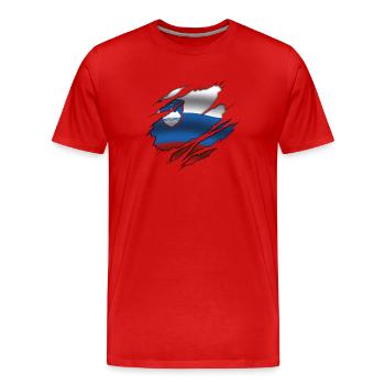 Flag of Slovenia - Slovenia - Torn Flag - Men's Premium Organic T-Shirt - red - Front - Damien (186cm)