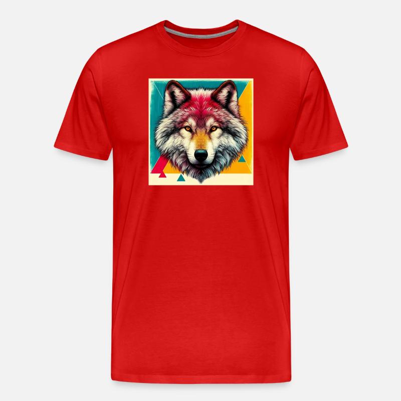 Wolf - Männer Premium Bio T-Shirt - Rot