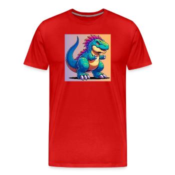 Dinosaurier - Männer Premium Bio T-Shirt - Rot - Vorne - Damien (186cm)