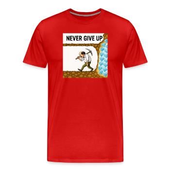 Niemals aufgeben - Männer Premium Bio T-Shirt - Rot - Vorne - Damien (186cm)