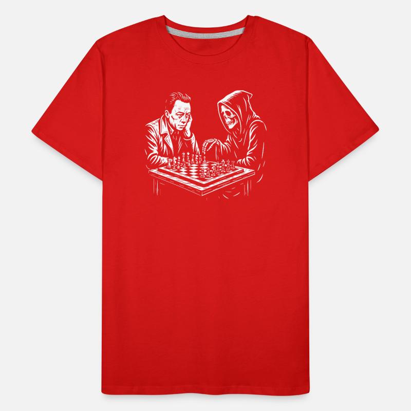Albert Camus spielt Schach mit Sensenmann Männer Premium Bio T-Shirt