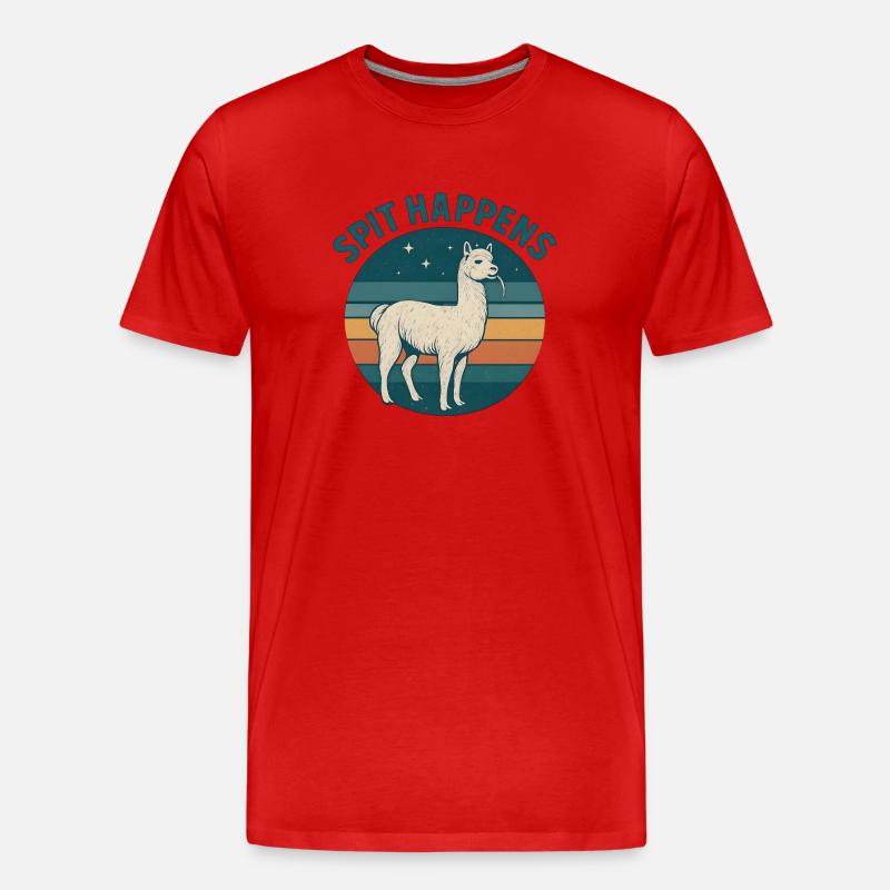 Spit Happens Witziges Alpaka - Männer Premium Bio T-Shirt - Rot