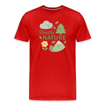 Respire nature - T-shirt bio Premium Homme - rouge - Devant - Damien (186cm)