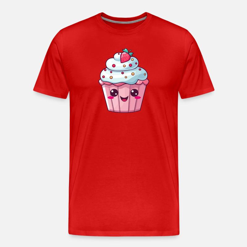 Entzückende Erdbeerstreusel Cupcake - Männer Premium Bio T-Shirt - Rot