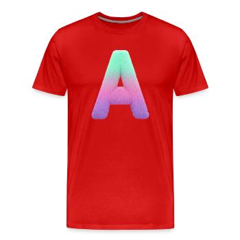 A letter with fur effect and pastel gradient - Men's Premium Organic T-Shirt - red - Front - Damien (186cm)