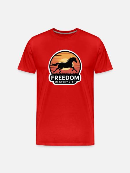 Wild Running Horse Sunset Design - Men's Premium Organic T-Shirt - red