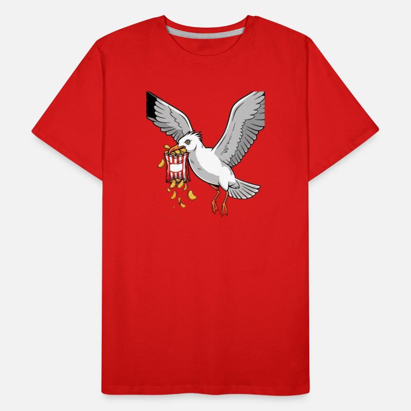 Möwe mit Chips Snack Design Männer Premium Bio T-Shirt