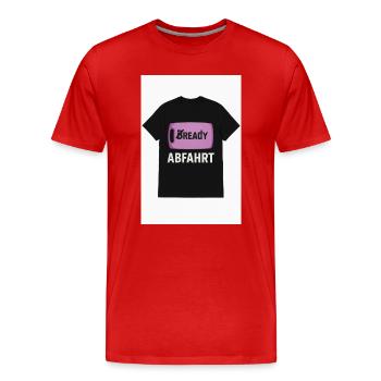 Bready Abfahrt T-Shirt mit Backwaren-Motiv - Männer Premium Bio T-Shirt - Rot - Vorne - Damien (186cm)