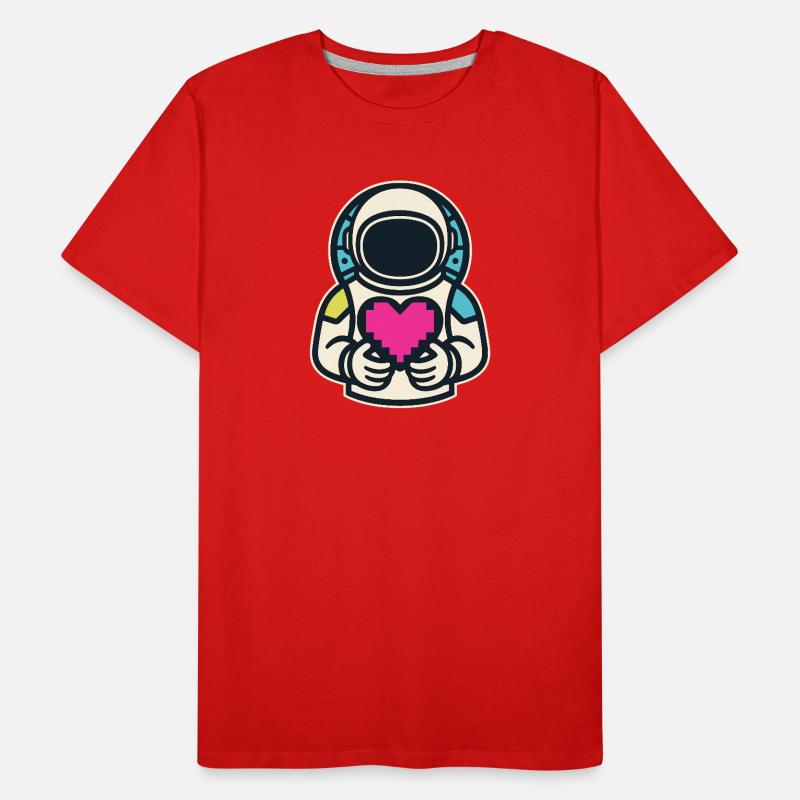 Astronaute avec un cœur de pixel T-shirt bio Premium Homme