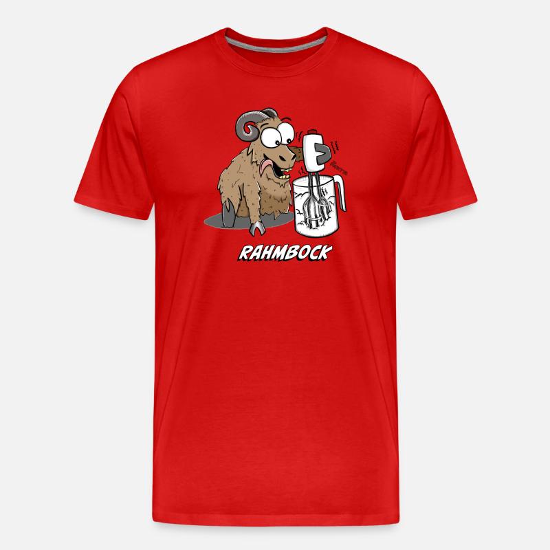 Humorvoller Bock mit Küchenmixer - Männer Premium Bio T-Shirt - Rot