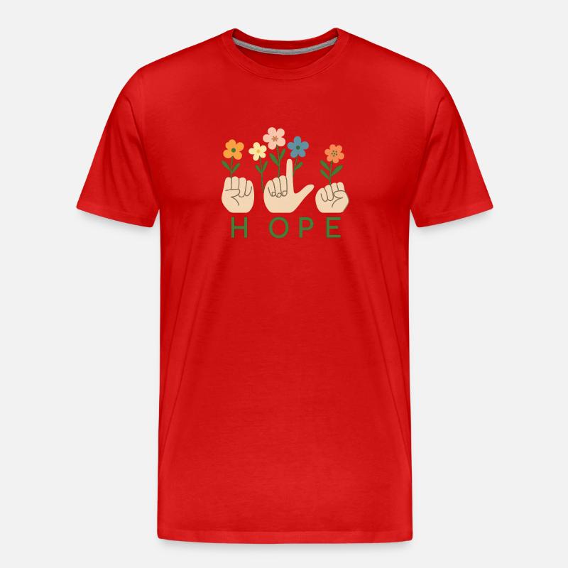 HOPE_ASL_Wildflowers - Männer Premium Bio T-Shirt - Rot